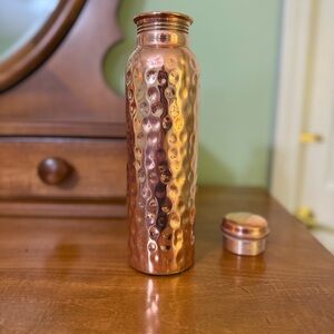 34 oz pure Copper Water Bottle hammered finish screw lid or vase